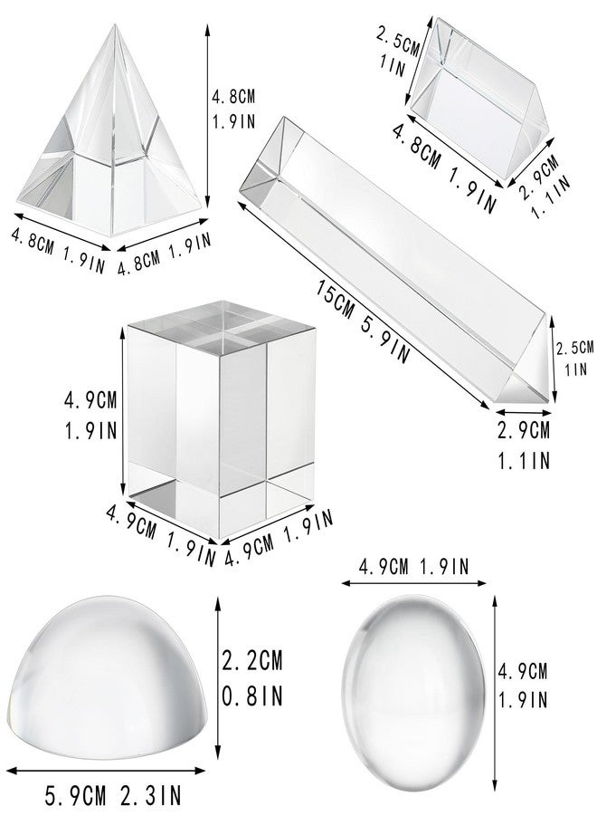 QFkris 6 Pack K9 Optical Crystal Photography Prism Set, Include 50mm Crystal Ball, Cube,Optical Pyramid, 50mm & 150mm Triangular Prism,60mm Dome Magnifying with Cloth for Teaching, Playing - Image 5
